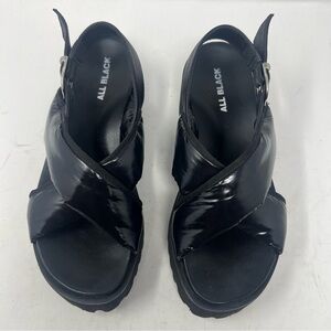 All Black Puffy Platform Sandals Black Strappy Sandals Women’s EU 39 US 8.5 $190